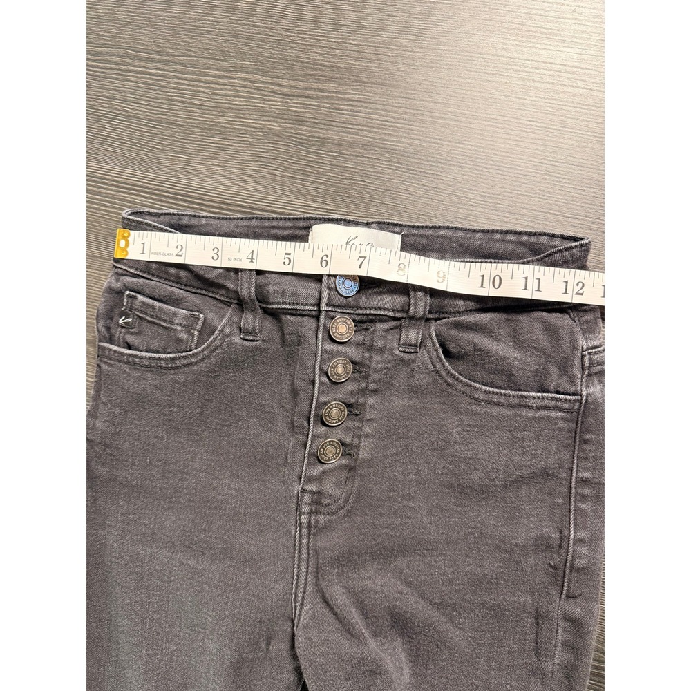 KanCan Gris Skinny Jeans 3/25 Black High Rise Button Fly Stretch Frayed Hem - Picture 8 of 10